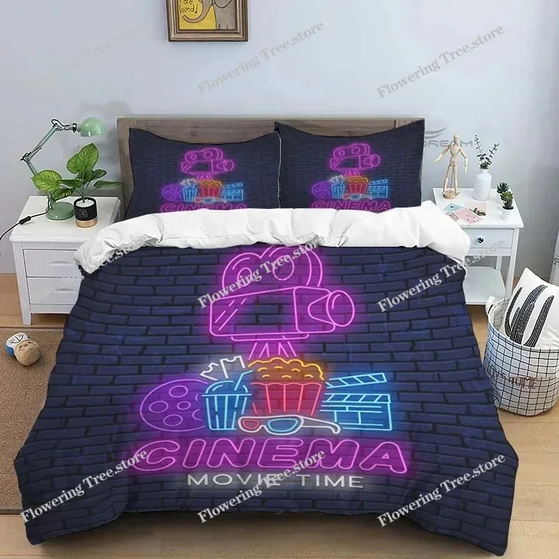 Movie Film Clap Board Patterns Comforter Bedding Set,Duvet Cover Bed Set Quilt Cover Pillowcase,King Queen Size Bedding Set029