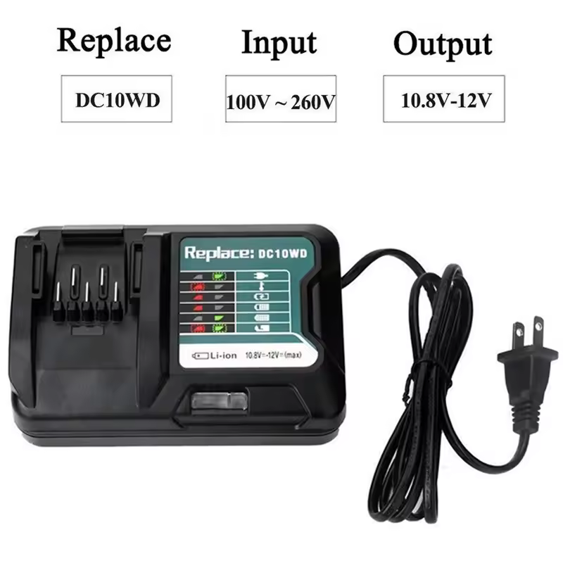 מטען סוללות ליתיום מהיר עבור מקיטה 10.8V 12V DC10WD/DC10SB/DC10WC/BL1015/BL1016/BL1021B/BL1041B מטען לכלי עבודה חשמליים