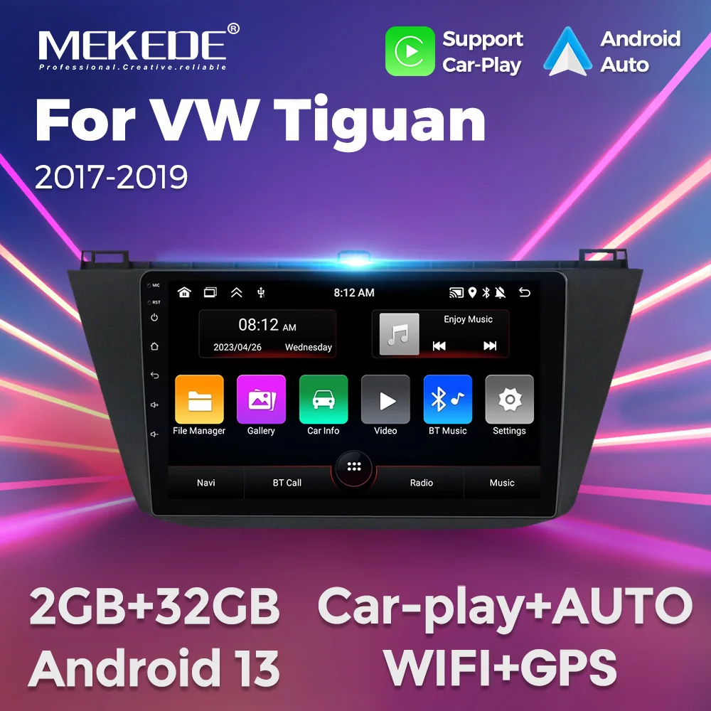 

MEKEDE Support Carplay Android Auto Car Stereo For Volkswagen Tiguan 2 Mk 2016 2017 2018 2019 WIFI Bluetooth GPS 2 Din Speakers