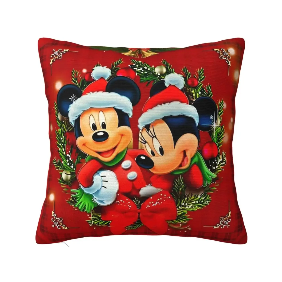 

Christmas Mickey Minnie Mouse Pillow Cover Polyester Pillow Case Cushion Cover Cute Funny Pillowcases For Sofa Home Decoration