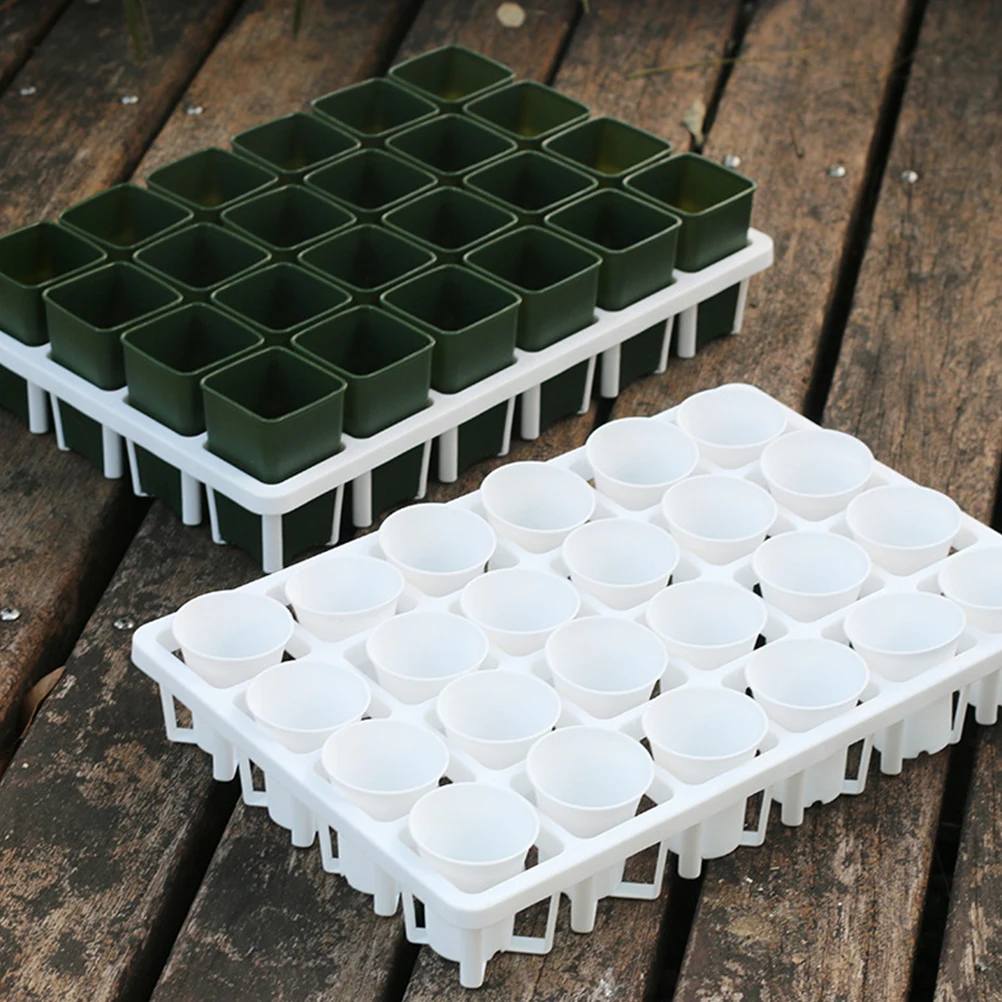 

6pcs Nursery Pot Trays Strong Planter Rack Seedlings Vegetables Saplings Heat Mat Resistant Round Hole Easy Storage Growing