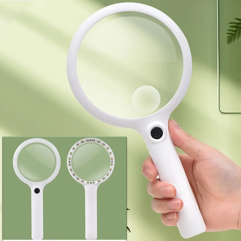 Handheld Magnifier Rechargeable Illuminated Magnifying Glass with 3 Light Modes Portable Magnifier for Reading Repair 10/15/30X