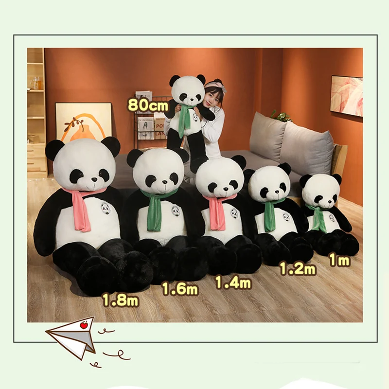 80/100cm Giant Size Cute Panda Plush Toys Animal Stuffed Dolls Soft Pillow Cushion Bear Doll For Boys Girls Present Gift