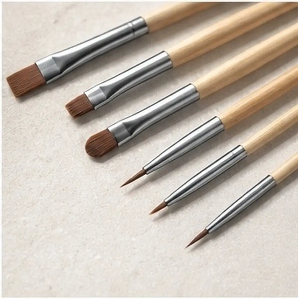 6Pcs Professional Face Oil Painting Brush Set Nylon Bristles Wooden Handle Makeup Brushes for Halloween Nail Art Makeup