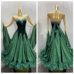 Customized ballroom dance dress us 8 Women swing Standard Dance Dress ballroom dress for Competition modern dance dress green