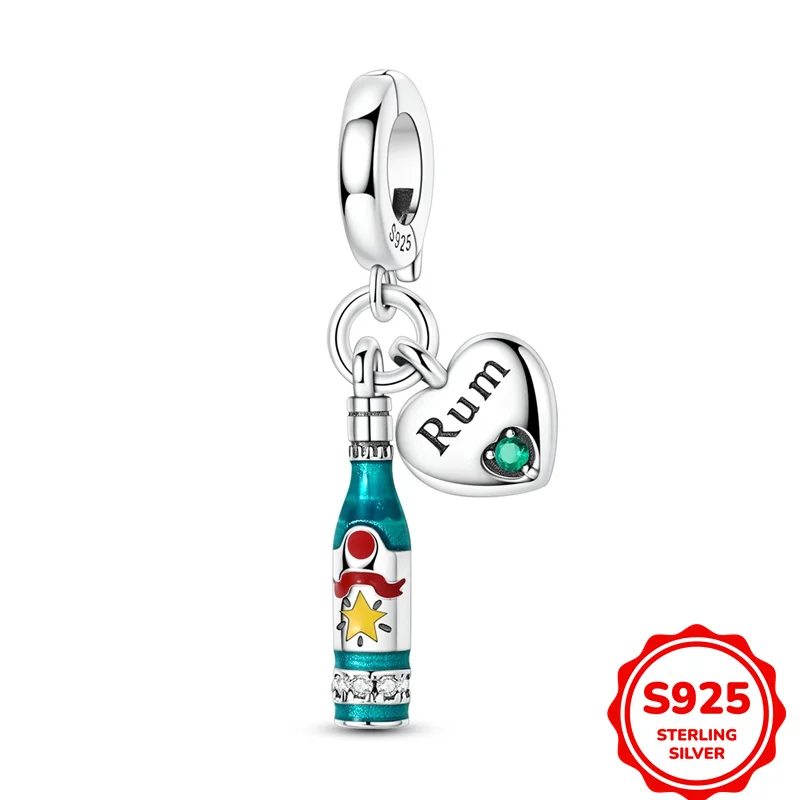 

100% 925 Sterling Silver Charms Bead Rum Pendant Fit Original Bracelet DIY Women Jewelry Gift