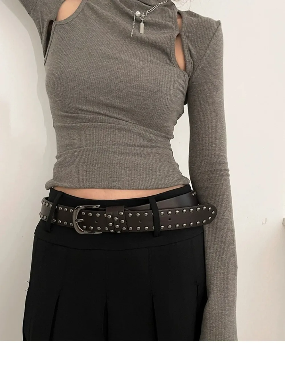 Mode Niet Gürtel Heavy Metal Gürtel Männer Frauen Punk Rock Stil Designer Gürtel Jeans Gürtel Y2K Gürtel Mode Dekoration frauen gürtel – Detail 14
