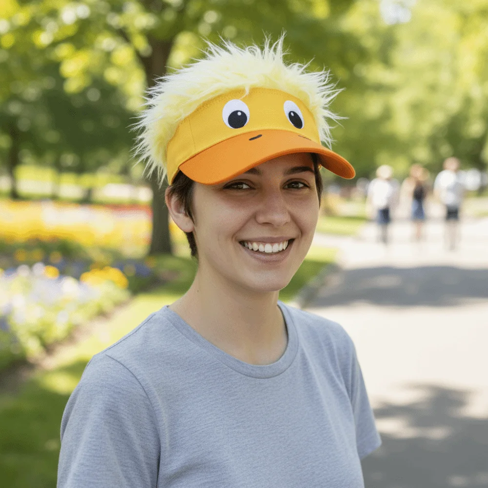 Lightweight Duckling Decorated Wig Cap Breathable Soft Top Embroidered Baseball Cap Versatile Fashionable Duck Tongue Cap
