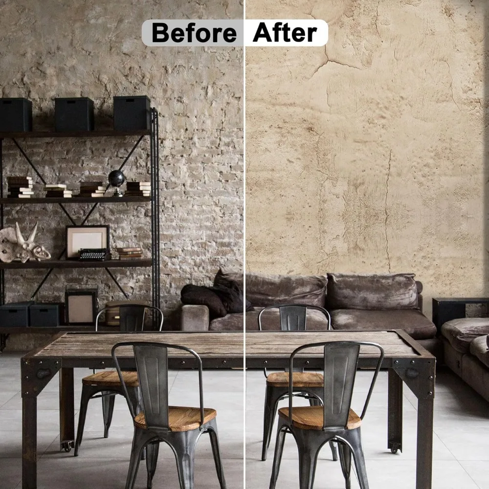 ورق جدران خرساني بيج غير لامع ثلاثي الأبعاد، سحب وعصا ذاتي اللصق، 23.6 × 708 بوصة، ورق اتصال مستوحى من الأسمنت لـ W