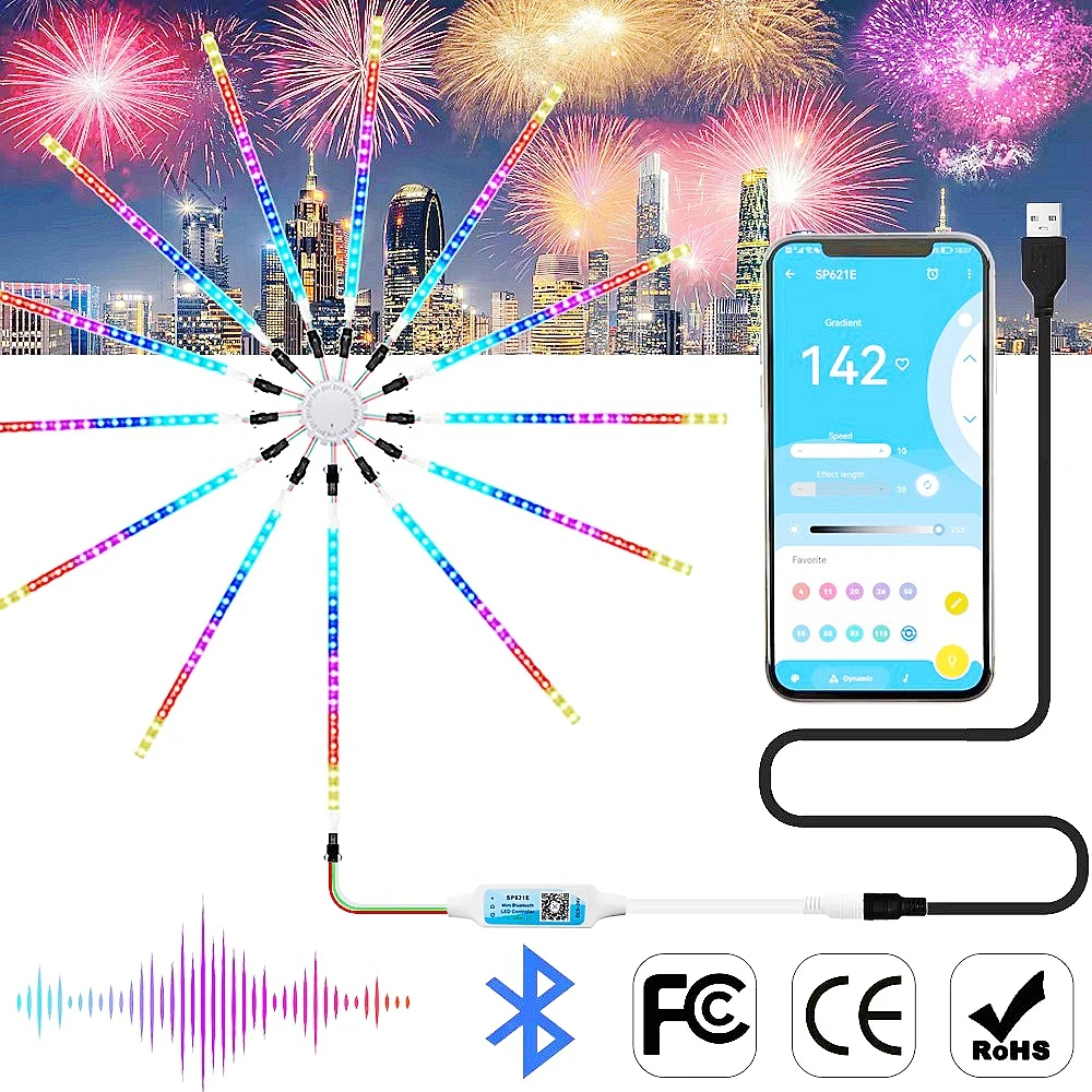 Fireworks Smart Led Light Strip 5V Bluetooth Smart Neon Light Strip APP Remote Control Led Light Strip USB5V Led Light Strip