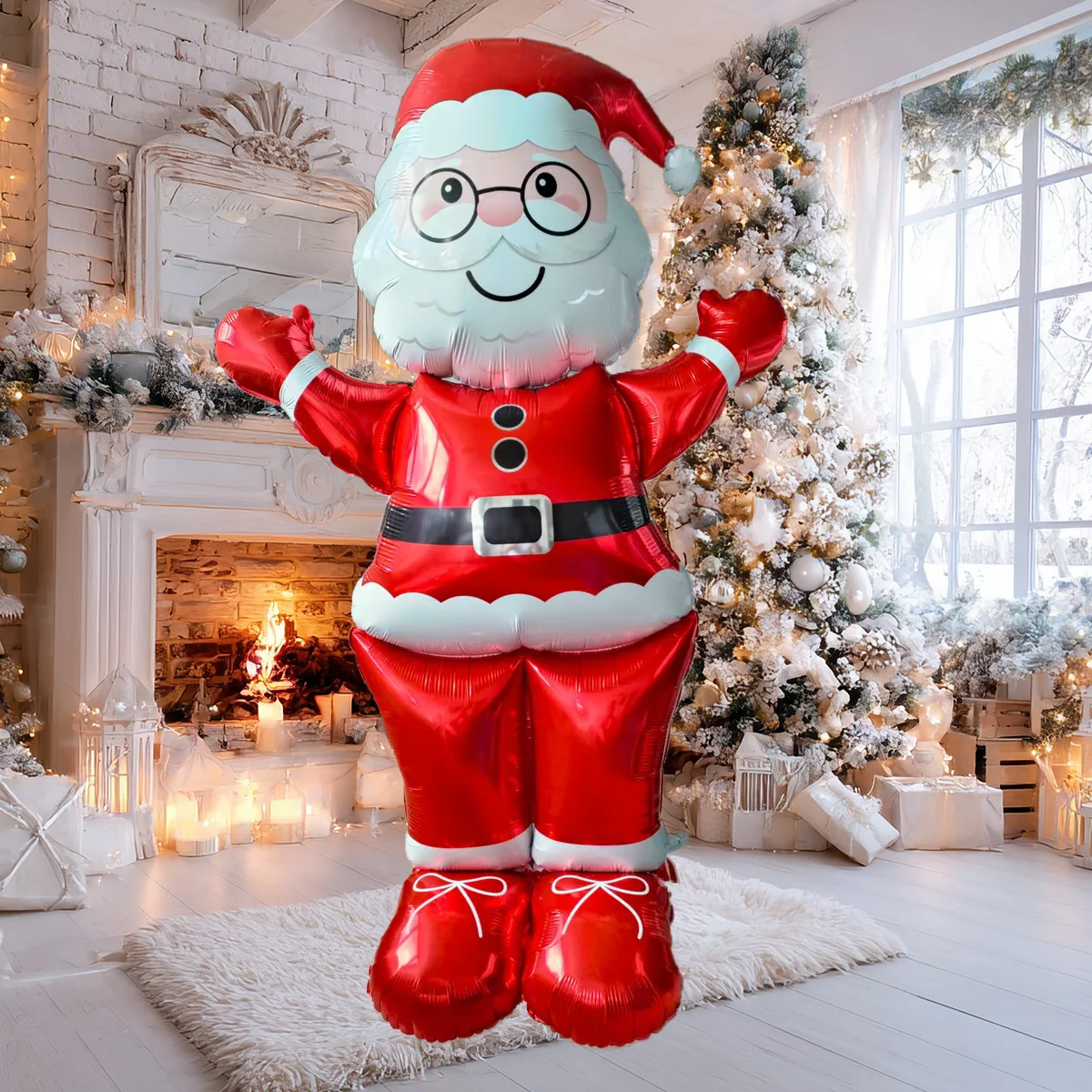 84-Zoll-Ständer in Super-Größe zum Zusammenbauen, Sockel, Weihnachtsthema, Weihnachtsmann-Form, Folienballons, Neujahrs-Weihnachtsdekorationen