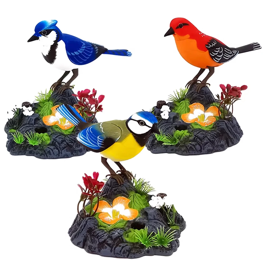 1Pcs Electric Sounding Bird Voice Control Toy Simulation Bird Home Ornament Fun Interactive Toy For And Home Decoration