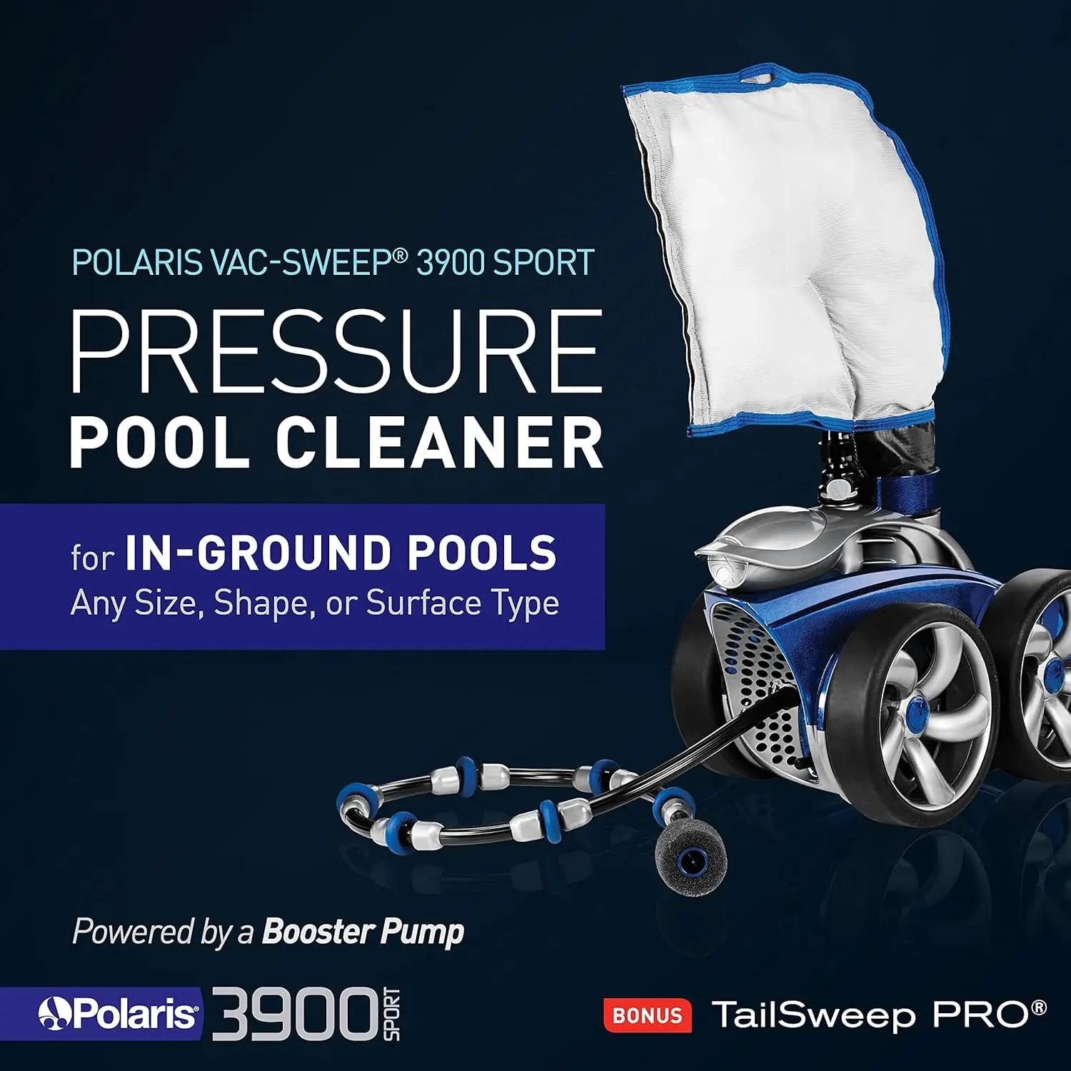 3900 Sport Pressure Inground Pool Cleaner, Triple Jet Powered, with a Dual Chamber  for Debris