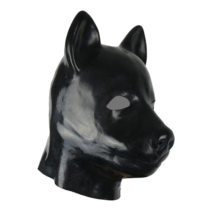 

3D Mould Full Head Dog Latex Hood Rubber Mask Sexy Fetish Cosplay Animal Mask Open Eye with Back Zipper