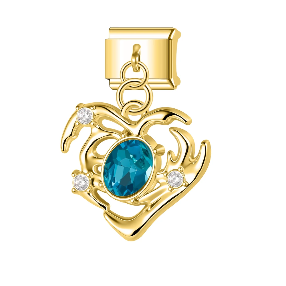 Trusta Zirconia love butterfly Blue white Charms italian bracelet Jewelry Pendant DIY Accessories 1pc Beads Gifts Wholesale N824