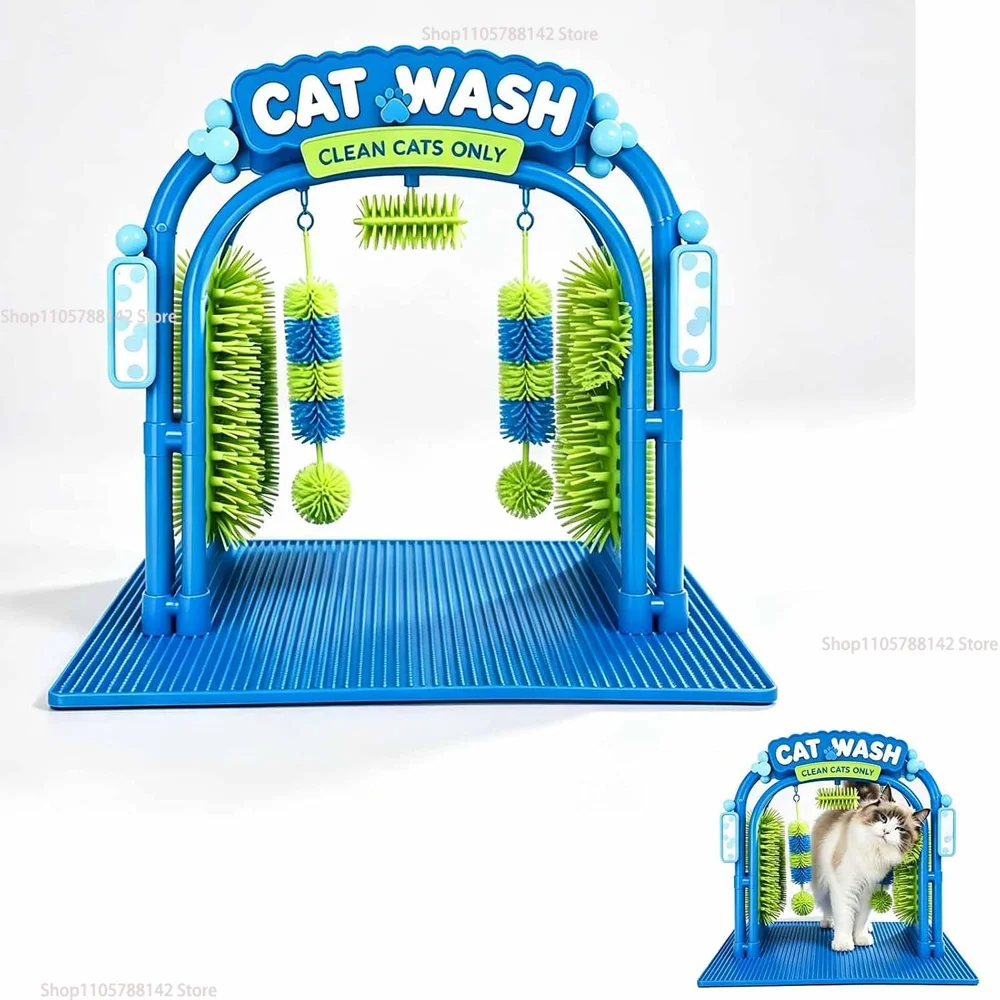 Cat Wash Grooming Station,Pet Bathing Table Self-Service Cat Comb Brush with Sturdy Base Easy to Use for Most Cat
