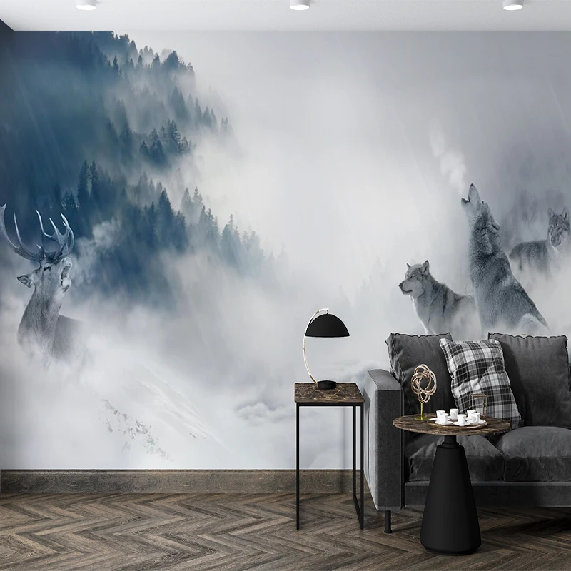 Milofi customized new Chinese style ink painting landscape background wallpaper home decoration painting