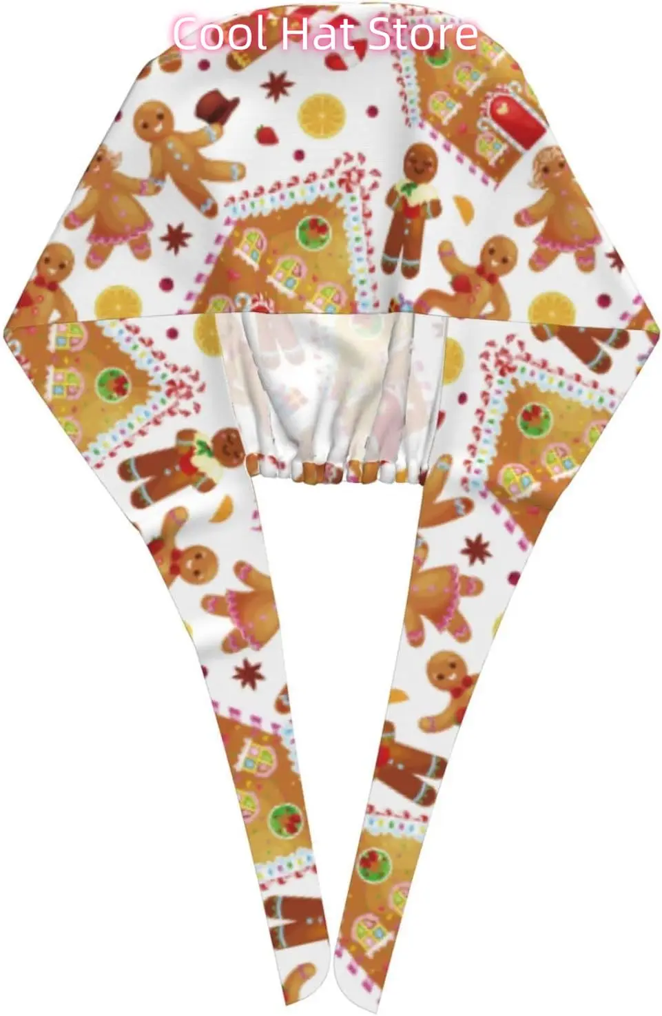 Topi Kerja Pria Gingerbread Topi Scrub dengan Pita Penahan Keringat Topi Perawat Wanita Uniseks Dapat Disesuaikan