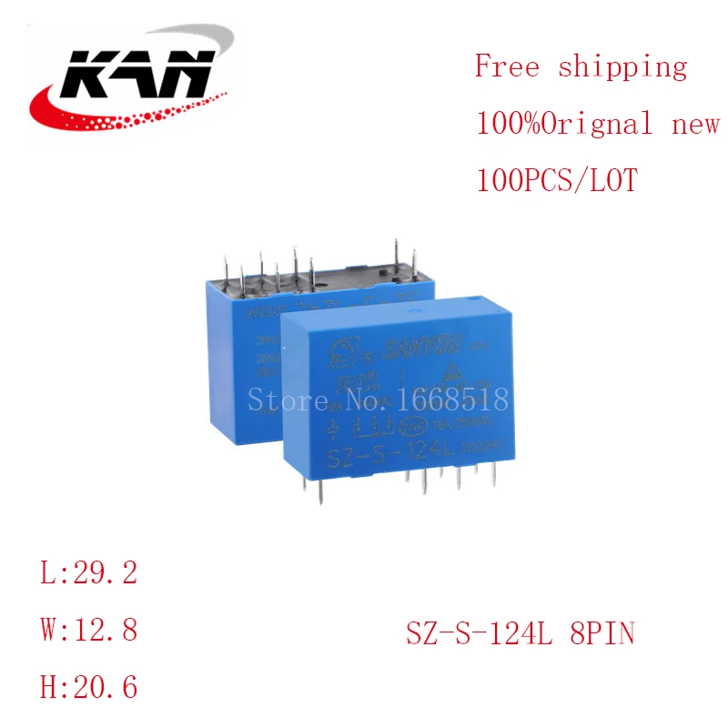 

Free shipping 100pcs Power relay SZ-S-124L SZ S 124L 24VDC 16A 250VAC 8PIN Original New