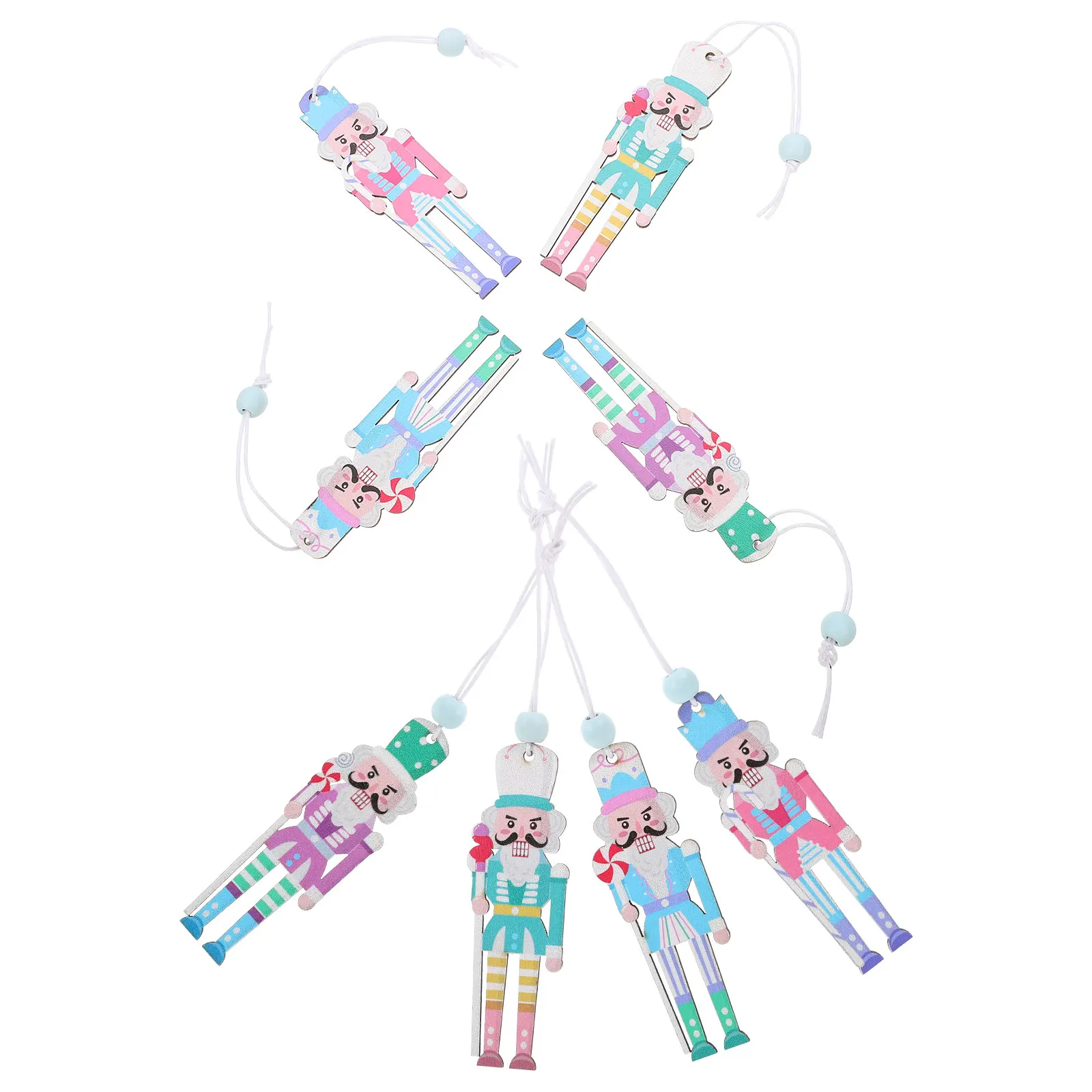

8pcs Wooden Hanging naments Christmas Nutcrackers Festival Decorations Holiday Tree Xmas Cookies Sturdy Material Practical