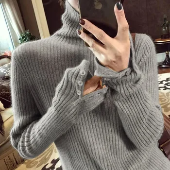 여성용 터틀넥 따뜻한 풀오버, 심플한 기본 소프트 뜨게 스웨터, Y2K Mujer 하라주쿠 슬림 올매치 보터밍 점퍼, 가을