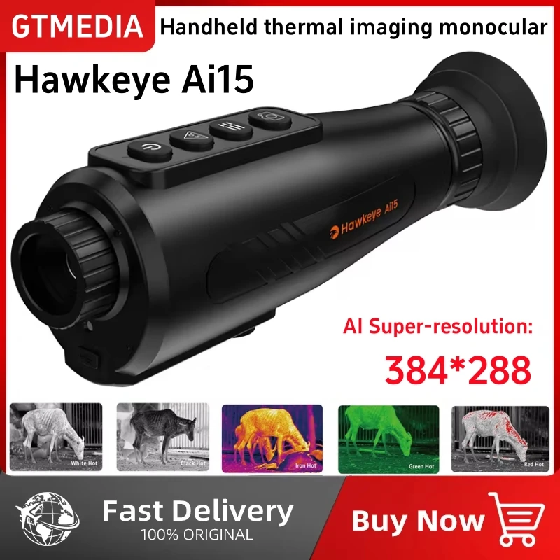 GTMEDIA AI15 Thermal Imaging Monocular AI Super-resolution384*288Thermal Camera Multiple Scenes Handheld IR Night Vision Goggles