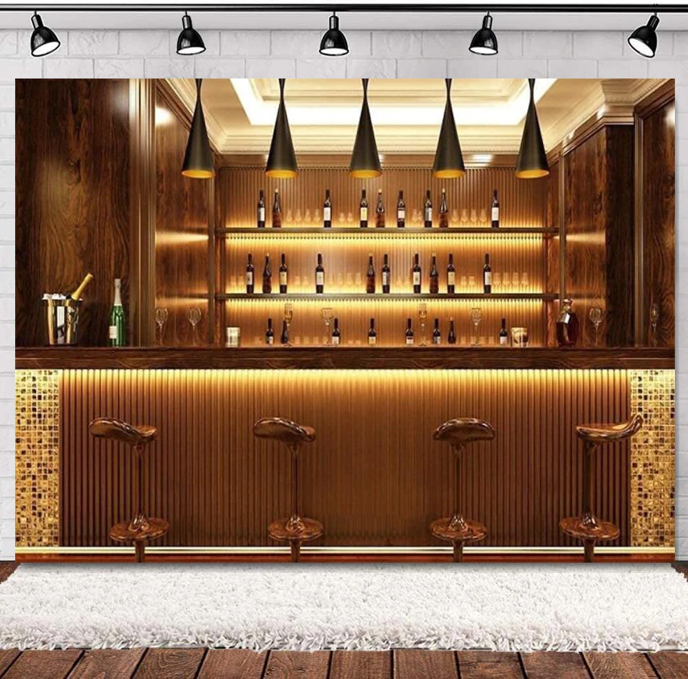 

Luxury Bar Photography Backdrop Alcohol Wine Bottles Eatery Cafes Drink Urban Club Interior Evening Party Counter Background