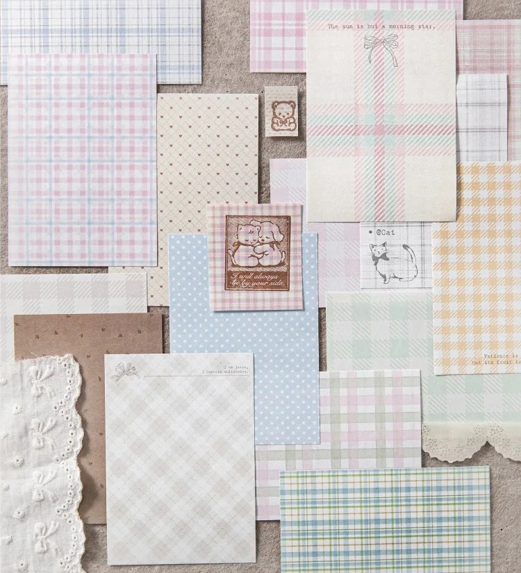50 Stück Kreatives Kariertes Dekor-Scrapbook Vintage Materialpapier-Set DIY Junk Journal Collage Fotoalbum Retro Hintergrundpapier – Detail 6