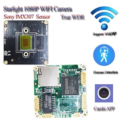 H.265 Starlight 2MP True WDR Wifi  IP Camera Module 1080P FULL HD Wireless Video Security Board Self AP Hot Spot, RTSP P2P Camhi