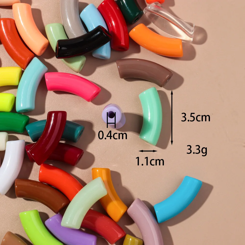 20pcs/lot Acrylic 11MM Bamboo Tube Beads Solid Color Chunky Bent Pipe Loose Bead for DIY Bracelet Necklace Jewelry Accessories