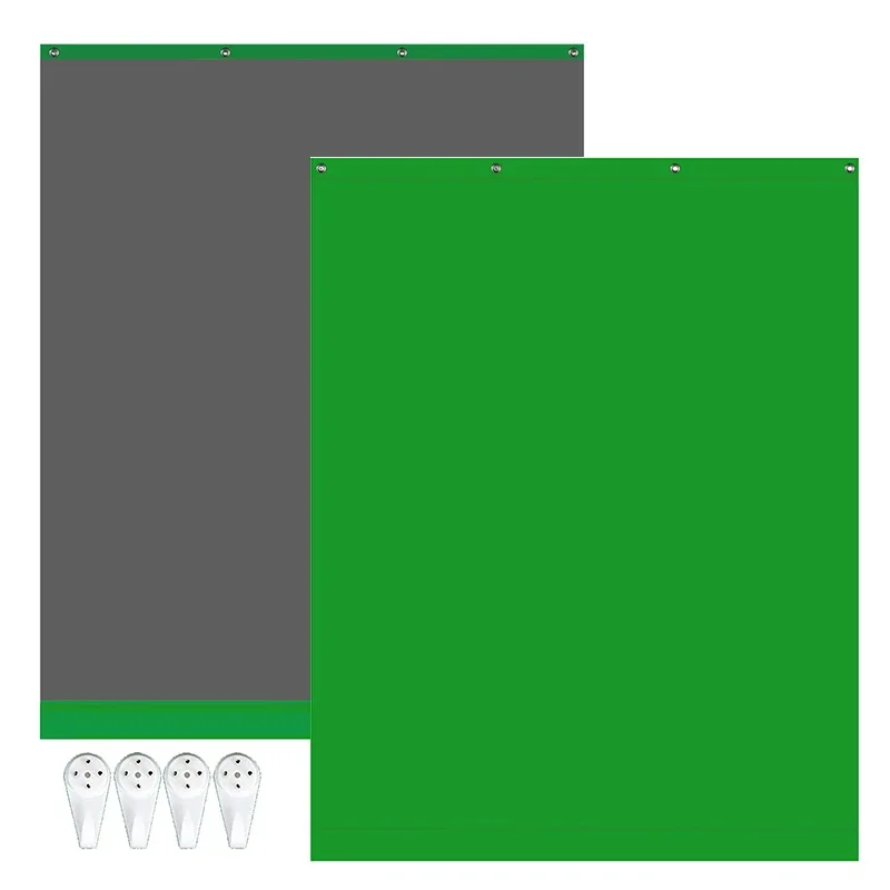 Selens 150 x 200 cm 2-in-1-Hintergrund für Fotografie, Fotostudio, Vliesstoff, einfarbig, grüner Bildschirm, Chromakey mit Haken