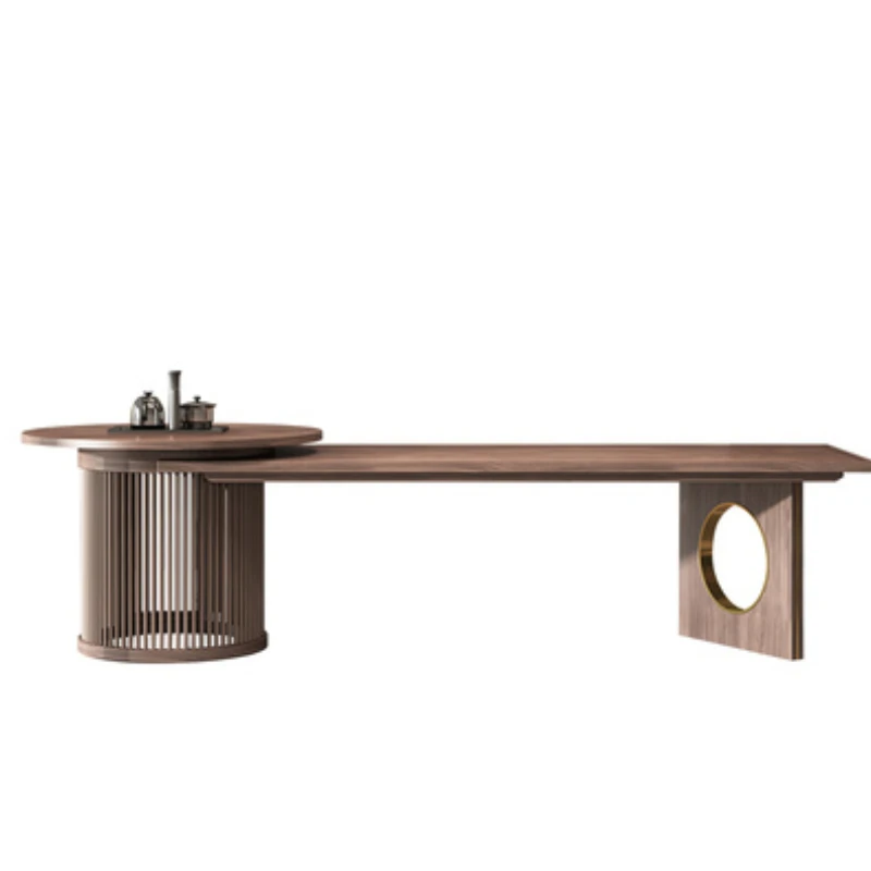 

new Chinese tea table and chair combination solid wood tea room tea brewing table art table office reception