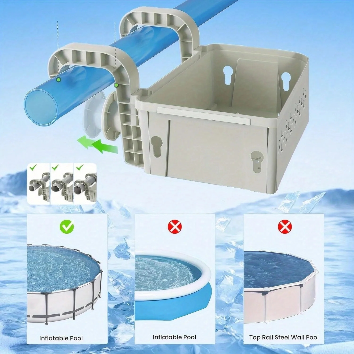 Expandable Pool Side Storage Basket Multifunctional Caddy With Hook Cup Holder For Drinks Towels Fits Above Ground Pool Rail Wit