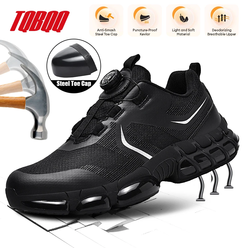أحذية عمل آمنة للرجال مضادة للسحق ومضادة للثقب أحذية تعدين عالية الجودة بزر دوار من الصلب لأصابع القدم أحذية عمل للنساء #1