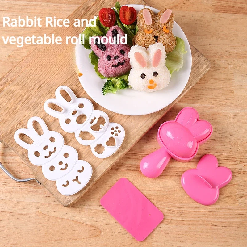 1Set Little rabbit Rice and vegetable roll mould cute diy sushi bento seaweed baby kitchen rice