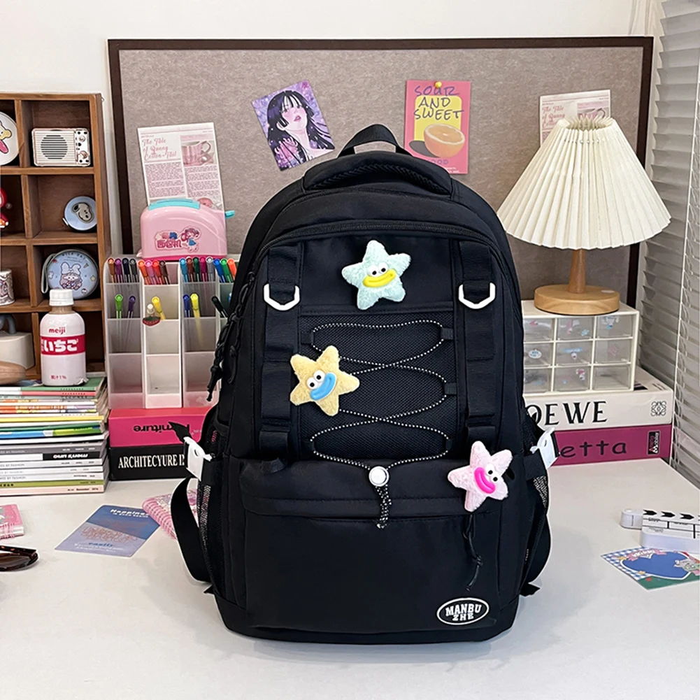 حقيبة ظهر للنساء متعددة الجيوب حقيبة مدرسية من النايلون ذات سعة كبيرة حقيبة ظهر للسفر والتنقل والعطلات