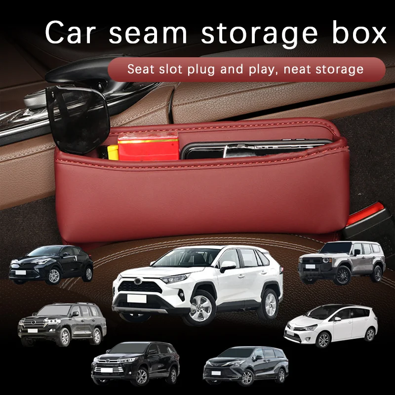 

Leather Car Seat Gap Organizer Multifunction Console Storage Box Car Interior Storage Pocket For Toyota Cruiser Prado RAV4 Aqua