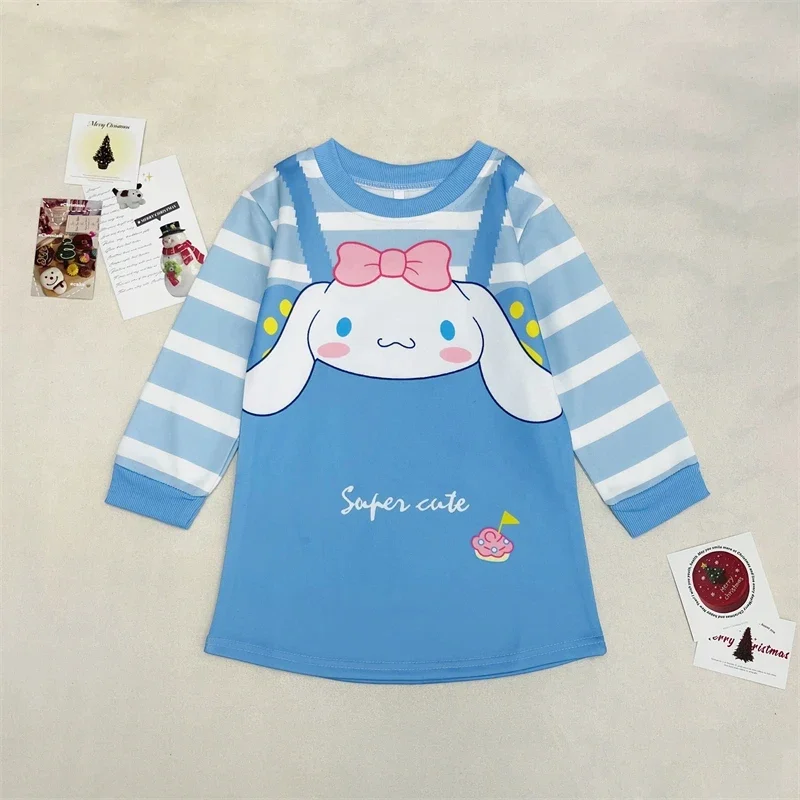 

Kawaii Sanrio My Melody Children Dress Cute Cinnamoroll Kuromi Girly Spring Autumn Long-sleeved Dress Harajuku Style Sweet Gift