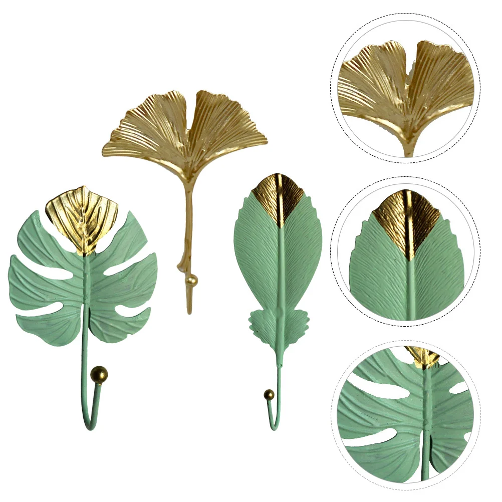 3 قطعة خطافات صغيرة على شكل ورقة شجر خطافات زخرفية خفيفة للمناشف أكياس القبعات تخزين المجوهرات الملابس المنزلية العملية