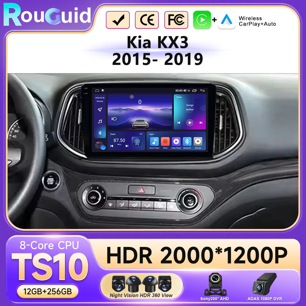 

Android 16 For Kia KX3 2014 - 2018 Auto GPS Multimedia Video Player Wireless Carplay Autoradio Car Radio Touch QLED Screen DVD
