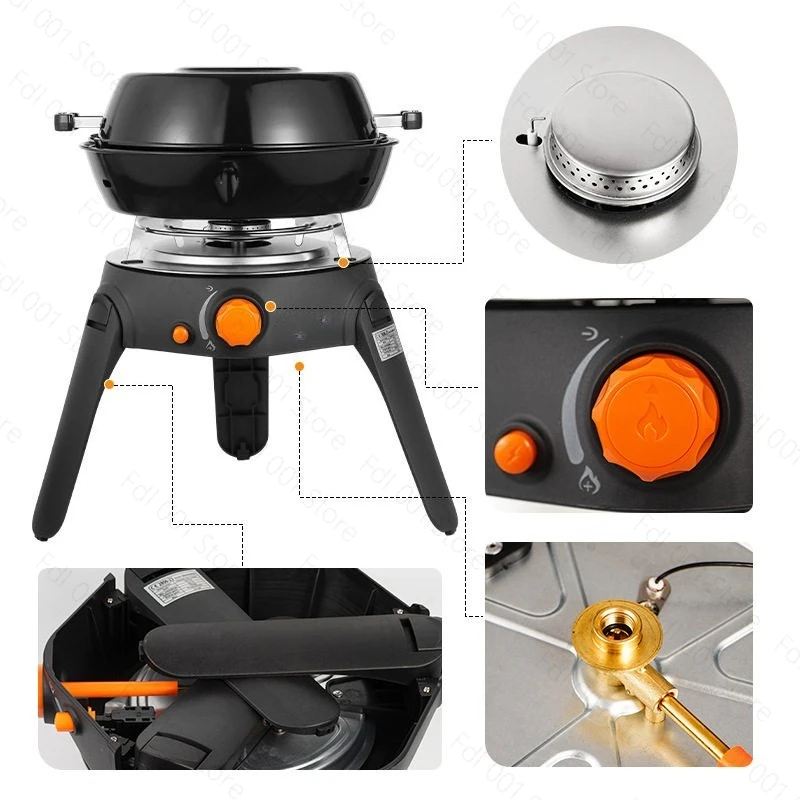 

Outdoor Multi-function Gas Stove Camping Barbecue Grill 6-piece Set Folding