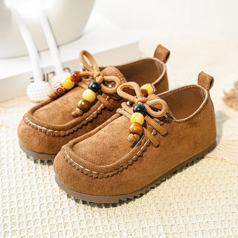 

Children's Flat Shoes 2026 Bead Girls Casual Retro Style Single Foot Spring And Autumn Single Shoes Fashionable And Versatile