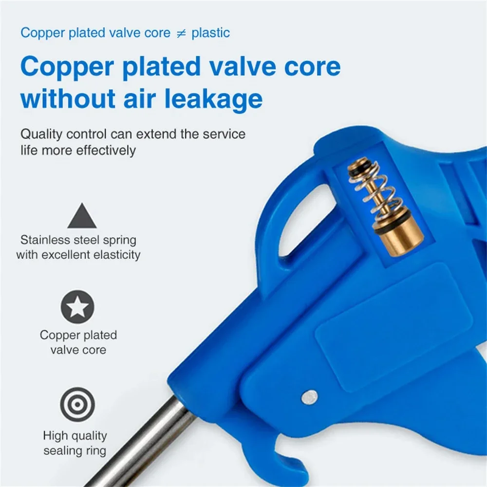 Dust Gun Air Blower Cleaning Truck Long Nozzle Compressor Tools Plastic Car Detailing High Pressure Pneumatic Stainless Steel