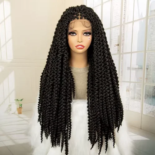 Synthetic Braided Wig Dreadlock Wig Afro Wig 13X4 Lace Frontal Wig with Baby Hair Box Braided Wig for Black Women 28 Inch