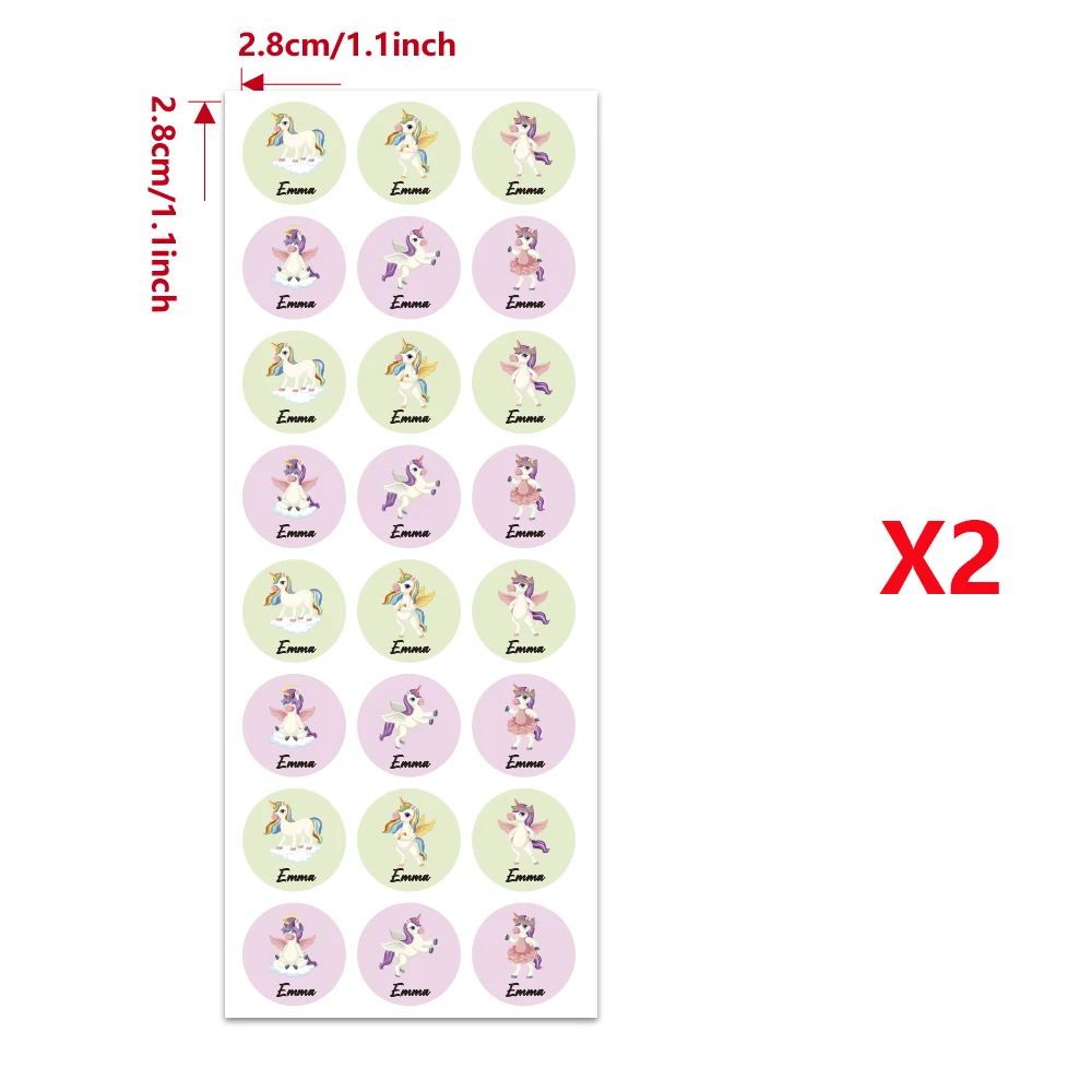 48/96 pcs Unicorn Cute Waterproof Customizable Bottom Stickers Personalized Name Stickers Customized Tag Personalized Label