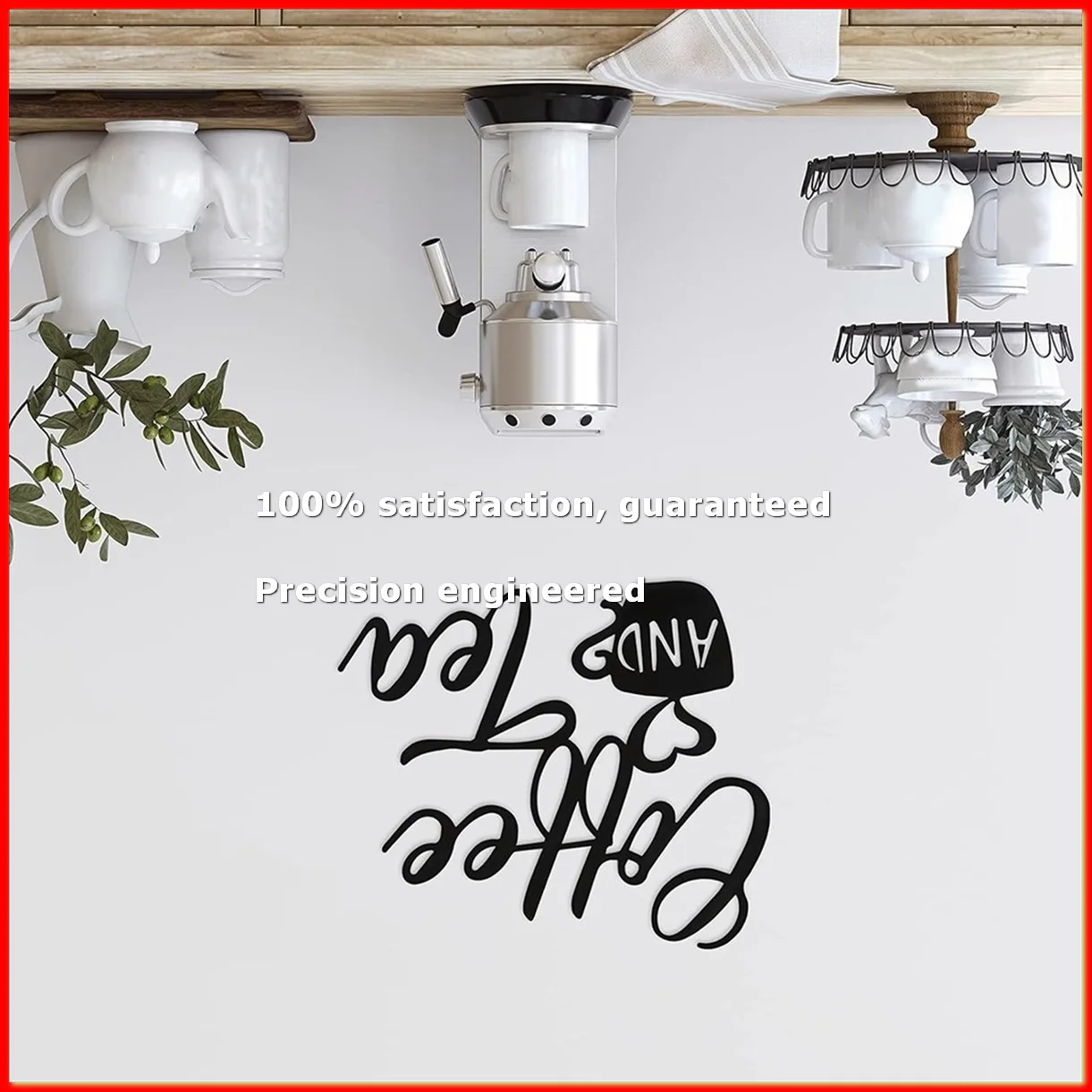 Coffee Sign and Tea Bar Metal Hanging Wall Art Black Cup Decor Letter for Cafe Farmhouse Kitchen-A79M