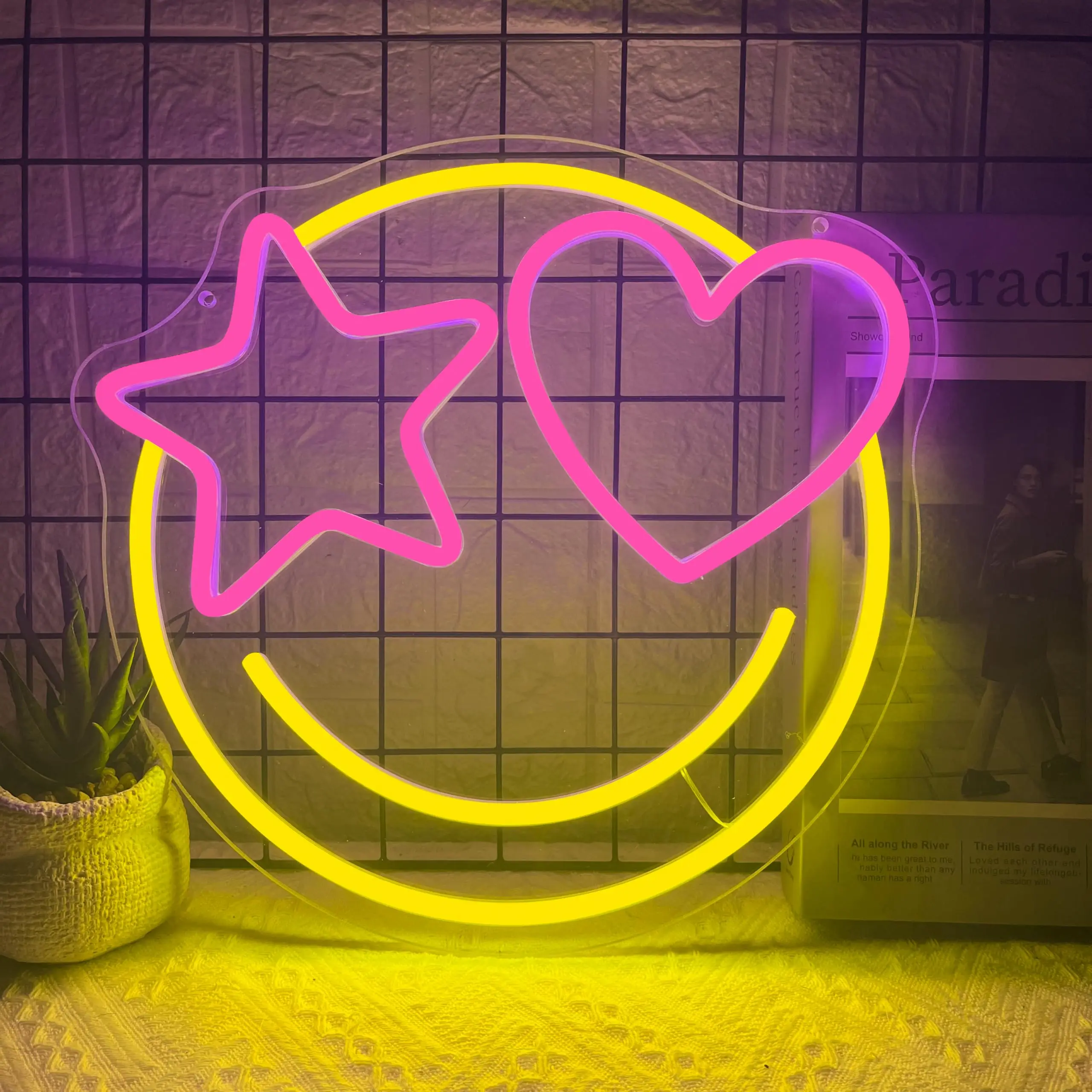 Smile Face Neon Sign Dimmable for Wall Decor for Gaming Room Bedroom Birthday Party Wedding Home Bar Man Cave Club