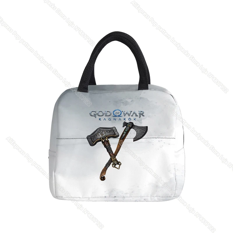 God of War Ragnarok Lunch Bag Kratos Atreus Cooler Bags Men Women Hand Pack Thermal Breakfast Box Travel Portable Picnic Bag