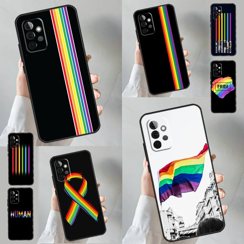 Heart Rainbow Gay Pride LGBT Cover For Samsung Galaxy A53 A33 A13 A12 A32 A52 A14 A34 A54 A15 A25 A35 A55 A71 A51 Case