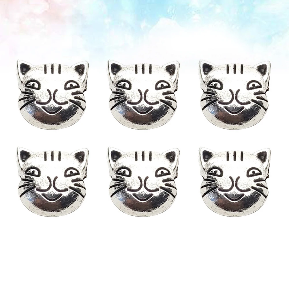 

50 Pcs Spacer Beads Kitten Jewelry Accessories Tibetan Silver Pendants Mixed Charm Charms Alloy